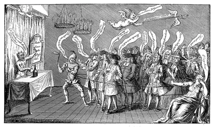 Magikeren eller flaskekokeren. Engelsk godtroenhet: eller, Yere all Bottled, 1749
