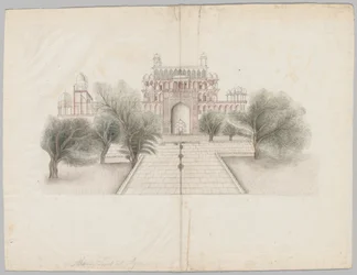 Mausoleet til Akbar i Secundrabad, tidlig på 1800-tallet.