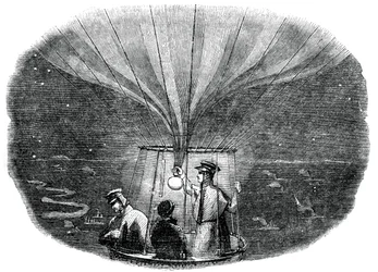 Nassau-ballongen passerer over Liege om natten, 1836, 1886