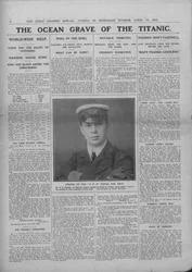 The Ocean Grave of the Titanic, og fotografi av Jack Phillips, 20. april 1912.