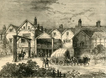 The Old Tabard Inn, i det syttende århundre, c1878.