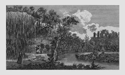 The Petrifying or Dropping Well, and Ruins of Knaresbrough Castle i Yorkshire, 1771.
