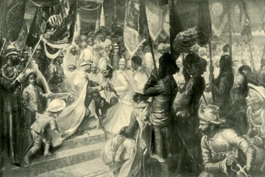 Prinsen av Wales overdeler Order of the Star of India i Calcutta, 1901.