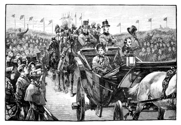 Queens ankomst til Peel Park nær Manchester, 1851, 1888