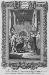 The Remains of William the Conqueror nektet gravlegging av Anselm Fitz Arthur, c1787