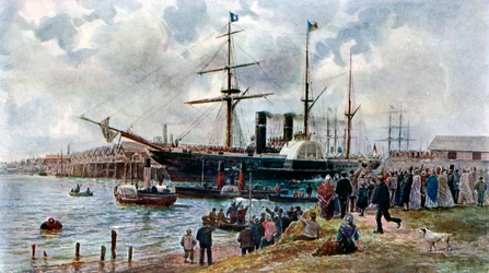 Ripon forlater Southampton med tropper til Krim, 1904