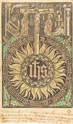 Den hellige monografien med korsfestelses- og lidenskapssymbolene [recto], i eller etter 1470.