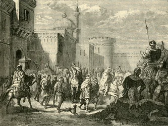 Saracensene forlater Narbonne, restaurert til frankerne, 737AD, 1890.