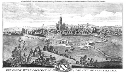 The South-West Prospect of the City of Canterbury., c1776