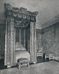 De venetianske ambassadørene Rom på Knole. Sengeplassen laget for James I, The Chair and Stools of the