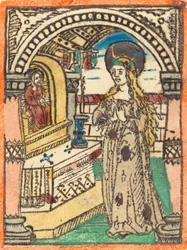 Jomfruen i en kappe brodert med kornøre, ca. 14701480.