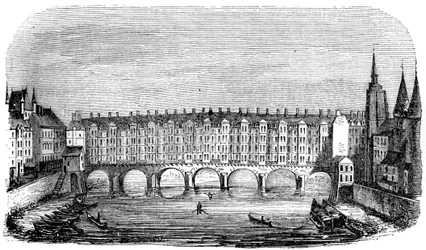 De gamle Pont aux Changers, Paris, Frankrike, 1500-tallet 1849