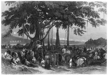 Ankomsten av kontingentstyrken til sikhens irregulære kavaleri, India, c1860