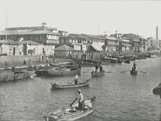Inngangen til Suez-kanalen ved Port Said, Egypt, 1895.