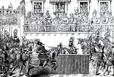 Den dødelige såringen av kong Henry II av Frankrike.