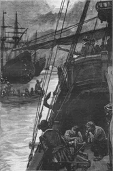 Det første engelske skipet i Stillehavet: Sir Francis Drakes Golden Hind ved Lima, 1579 1908.