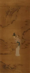 Gudinnen Magu med en kurv med blomster, Qing-dynastiet 1645-1911