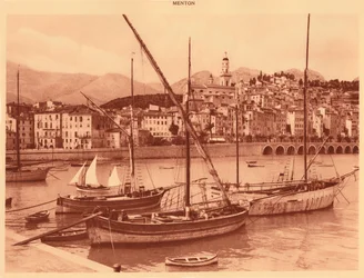 Havnen og gamlebyen, Menton, 1930.