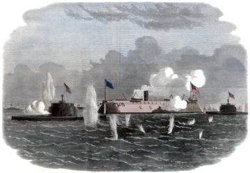 Den jernkledde fregatten, nye jernsider og to Ericsson-batterier går i aksjon på Charleston, 18