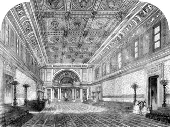 Det nye statlige ballrommet i Buckingham Palace, 1856