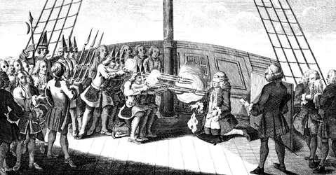 Skytingen av admiral Byng om bord på Monarque, 1757