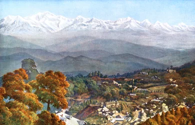 Snøen fra Jalapahar, Darjeeling, India, tidlig på 1900-tallet