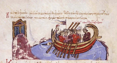 Thomas den slaviske flykter til arabernes miniatyr fra Madrid Skylitzes, 11-12-tallet