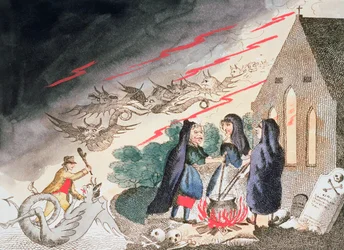 Tre hekser på en kirkegård, ca 1790-tallet