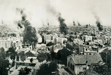 Tragisk uke 1909, klosterbrann. Bilde publisert i magasinet "La Actualidad". Barcelona, Spania