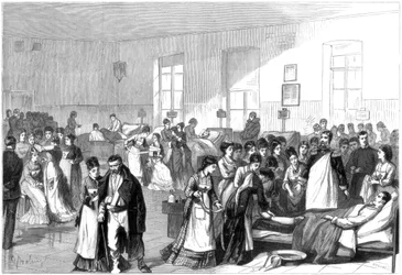 Trene kvinner til å bli sykepleiere ved et militærsykehus i St Petersburg, 1877