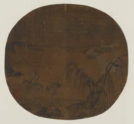 Reisende under piletrær, Yuan- eller Ming-dynastiet, 1279-1644.