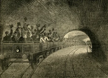Prøvetur på den underjordiske jernbanen, 1863, c1876.