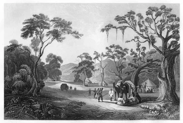 Tropper slo leir ved inngangen til Keree-passet, nord for Meerut, India, c1860