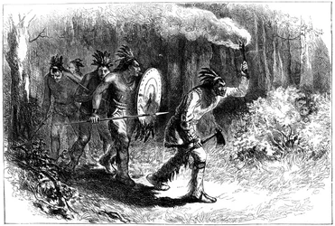 Tuscarora-indianere som sporer flyktninger, sent på 1600-tallet - tidlig på 1700-tallet c1880