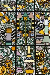 Varosligeti Calvinist Church av Aladar Arkay. Detalj. Budapest, Budapest, Ungarn