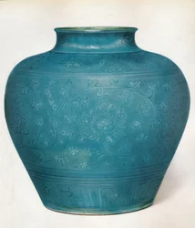 Vase med ovoid kropp og kort sammentrukket hals, 1500-tallet, 1936