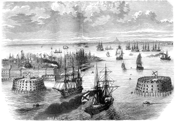Utsikt over Kronstadt, Russland, 1882-1884