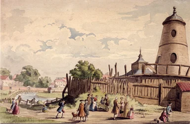 Utsikt over New River Head, Finsbury, London, c1750