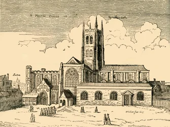 Utsikt over St. Mary Overy, c1878.