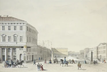 Utsikt over Moika-vollen fra politibroen, 1839