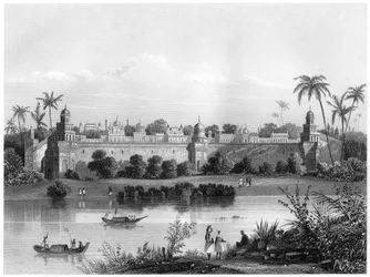 Utsikt over palasset i Agra, fra elven, c1860