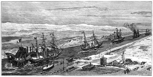 Utsikt over Suez-kanalen, Egypt, 1900