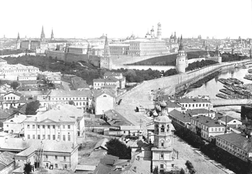 Utsikt over byen og Kreml, Moskva, Russland, 1895.
