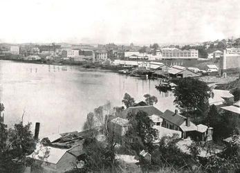 Utsikt over byen og elven, Brisbane, Australia, 1895.