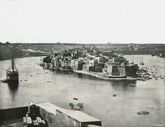 Utsikt over havnen, Valletta, Malta, 1895.