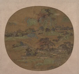 Landsby og templer i Jiangnan, tidlig på 1400-tallet.