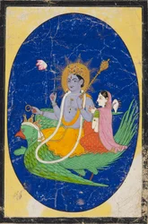 Vishnu og konsort montert på Garuda, 1800-tallet