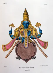 Vishnu, en av gudene til den hinduistiske treenigheten trimurti, 1828