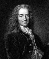 Voltaire , fransk forfatter, dramatiker, satiriker og bokstavmann fra 1700-tallet