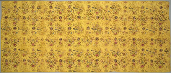 Veggbekledning med flora, påfugler og portrettmedaljonger, 1800-tallet
